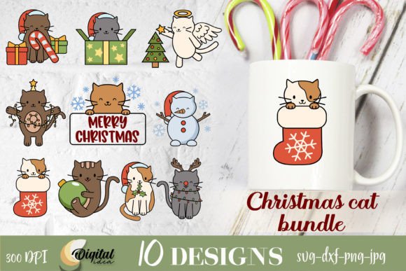 Christmas Cats Svg Bundle Graphics for Crafts