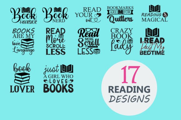 Funny Reading Typographic SVG Bundle Graphics for Crafts