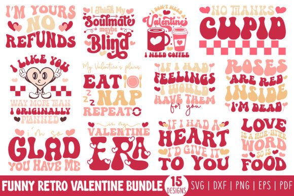 Funny Retro Valentine Graphics for Crafts