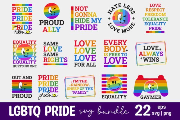 LGBTQ Pride Month Cute Retro SVG Bundle for Crafts and Graphics