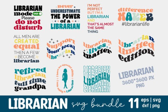 Librarian Life Cute Retro Graphics for Crafts